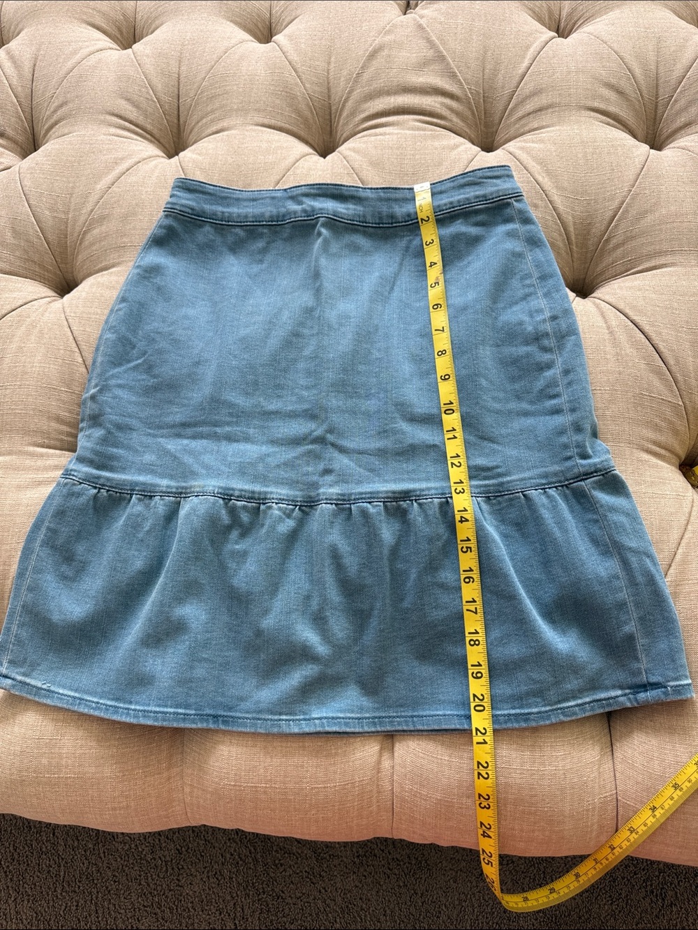 J. Crew Blue Denim Tiered A-Line Skirt - Picture 10 of 11